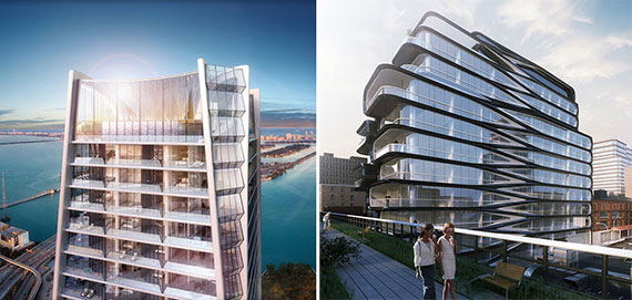 From left: Zaha Hadid's renderings of One Thousand Museum in Miami And 520 West 28th Street in Chelsea