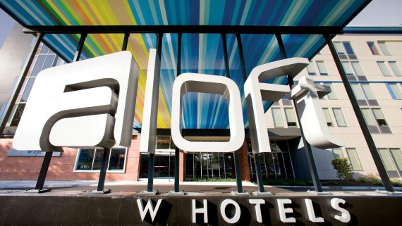 An Aloft hotel sign