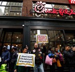 NYC’s first Chick-fil-A opens to lines and raucous protests