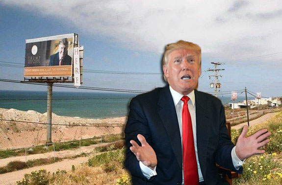 Trump and billboard for a planned development in Baja