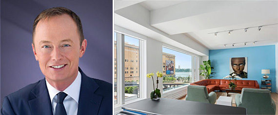 Simon Hobbs and the apartment at 459 West 18th Street (Credit: Douglas Elliman)