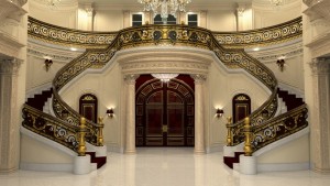 The mansion's huge marble staircase
