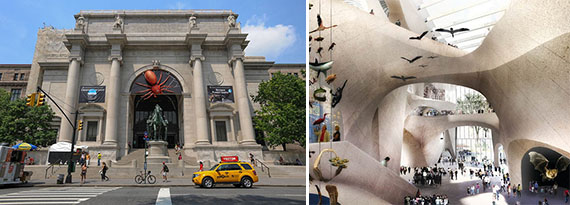 The Natural History Museum at on the Upper West Side and a rendering of its new addition