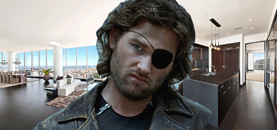 Kurt Russell as Snake Plissken in the 1981 film "Escape from New York" and the units at One57