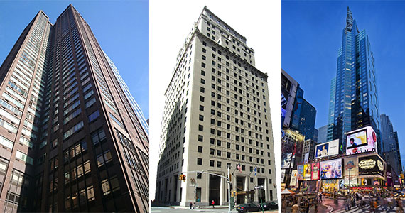 From left: The Sheffield, 90 Broad Street and 1540 Broadway