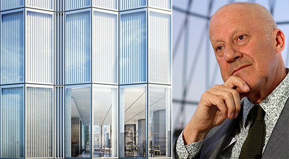 From left: Rendering of 100 East 53rd Street (Credit: Foster + Partners/DBOX) and Norman Foster