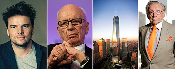 From left: Bjarke Ingels, Rupert Murdoch, the World Trade Center site and Larry Silverstein