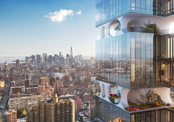 A rendering of 303 East 44th Street by ODA New York