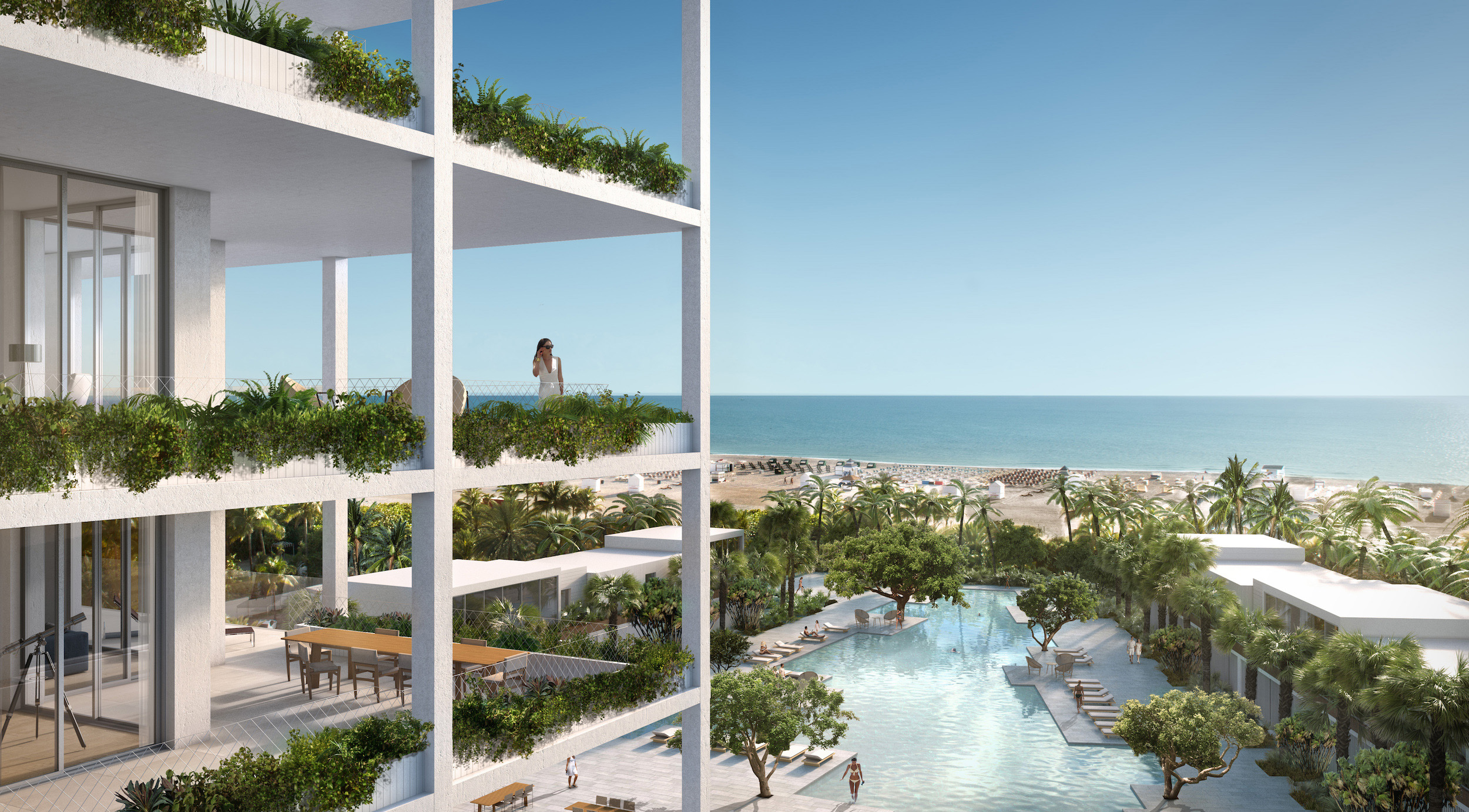 Fasano Hotel + Residences at Shore Club - southeast balcony rendering by Visualhouse
