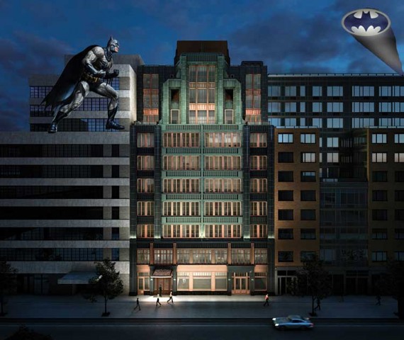 A rendering of the Fitzroy at 514 West 24th Street in Chelsea with Batman details added (credit: Roman &amp; Williams)