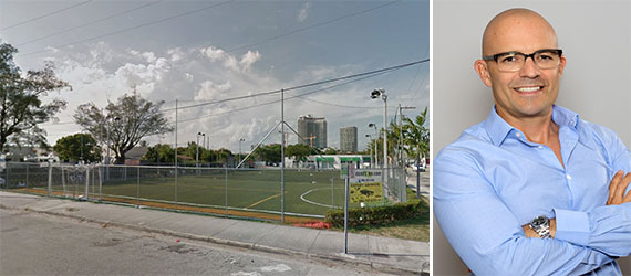 The soccer fields where 27 Edgewater is planned and Stripey Development CEO Alejandro Goldemberg