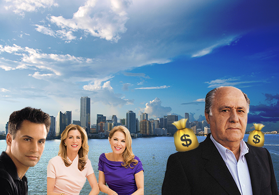 Miami skyline (inset: Kevin Tomlinson, Jill Hertzberg, Jill Eber and Amancio Ortega)