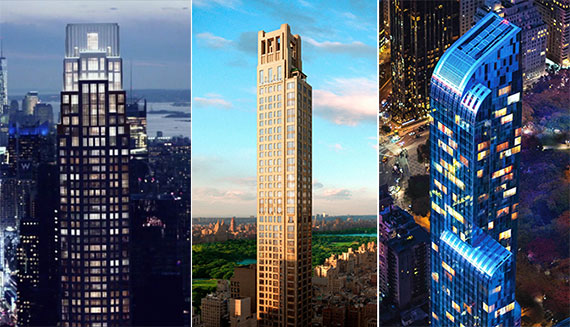 From left: 220 Central Park South, 520 Park Avenue and One57
