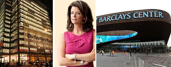 The New York TImes building, Forest City Ratner CEO MaryAnne Gilmartin and the Barclays Center arena