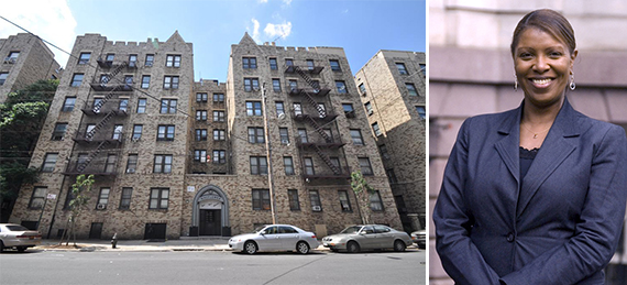 From left: 2911 Barnes Avenue in Bronxwood and Letitia James