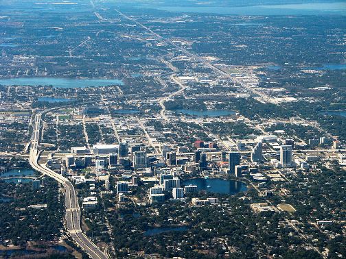 Aerial view of downtown Orlando