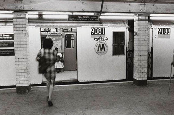An uptown subway train in the early 1980s.