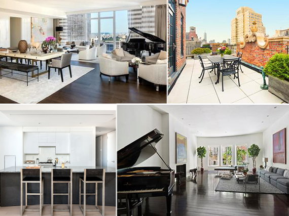 Clockwise from top left: Baccarat Residences, 28 East 10th Street, 17 East 73rd Street and 400 Park Avenue South