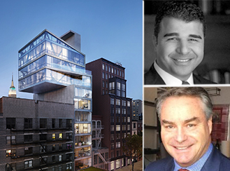 <em>Rendering of 251 West 14th Street; Top: Ilan Bracha, co-founder of B+B Capital; Bottom: Rance MacFarland, CEO of Pizzarotti</em>