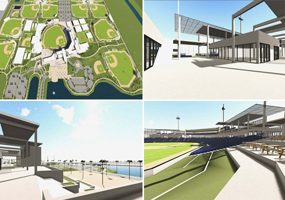 Renderings of the proposed Palm Beach County baseball stadium