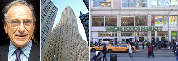 From left: Harry Macklowe, One Wall Street in the Financial District and the Whole Foods store in Union Square
