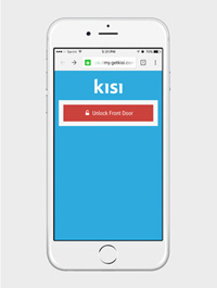 The KISI app, which can lock and unlock your door.