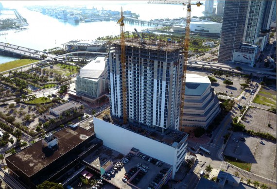 The 38-story Melody construction site in downtown Miami