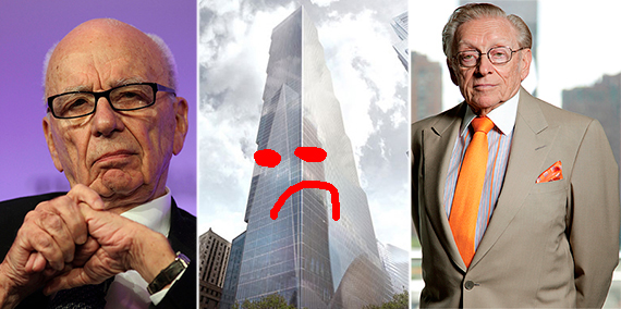From left: Rupert Murdoch, 2 World Trade Center (credit: BIG) and Larry Silverstein