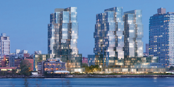 A rendering of the trio of buildings that former New York Governor Eliot Spitzer is planning in Williamsburg (credit: ODA New York)