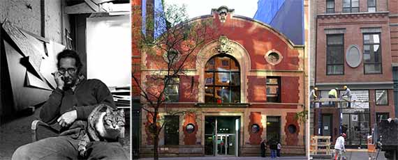 From left: Frank Stella, 128 East 13th Street and 123 East 12th Street in East Village
