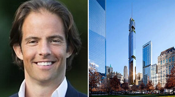 Michael Shvo and a rendering of 125 Greenwich Street (Credit: ArX Solutions)