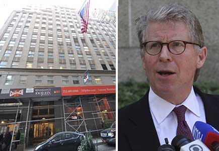 From left: 100 John Street in the Financial District and Cyrus Vance