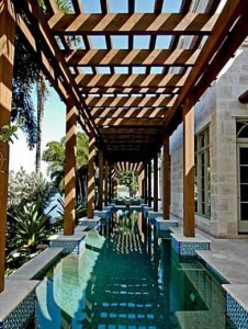 The home's outdoor pool