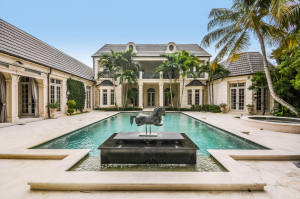 The home's pool courtyard