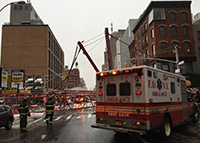 The collapsed crane on Worth Street in Tribeca (credit: FDNY)