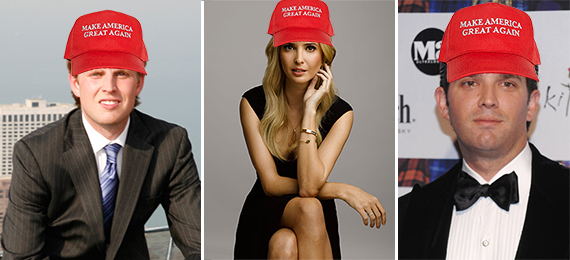 From left: Eric Trump, Ivanka Trump and Donald Trump Jr.