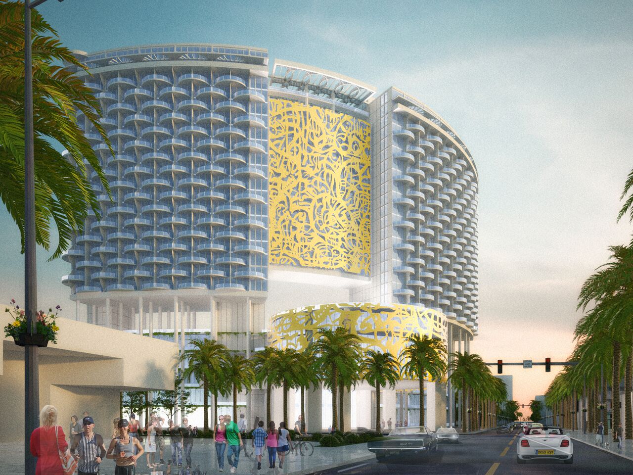 Rendering of the Miami Beach Convention Center Hotel (Credit: John Portman &amp; Associates)