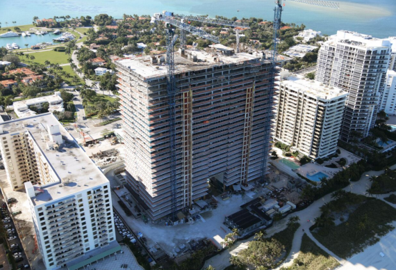 The now-topped-off Oceana Bal Harbour construction site in Bal Harbour