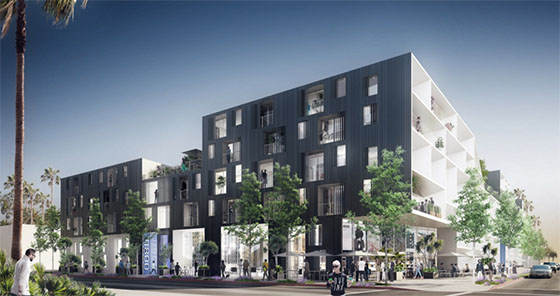 Renderings of 11800 West Santa Monica Boulevard by Lorcan O'Herlihy Architects
