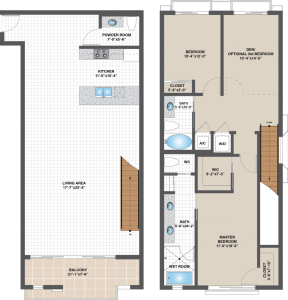 (Click to enlarge) The floor plan of Unit C, Galleria Loft's 2,156-square-foot offering