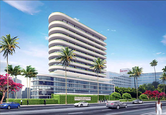 A rendering of the planned Waldorf Astoria hotel