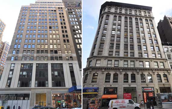 From left: 1375 Broadway and 740 Broadway