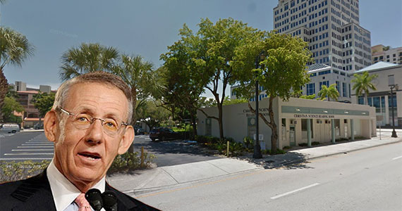 The parking lot and building at 142 Lakeview Drive (Inset: Stephen Ross of the Related Cos.)
