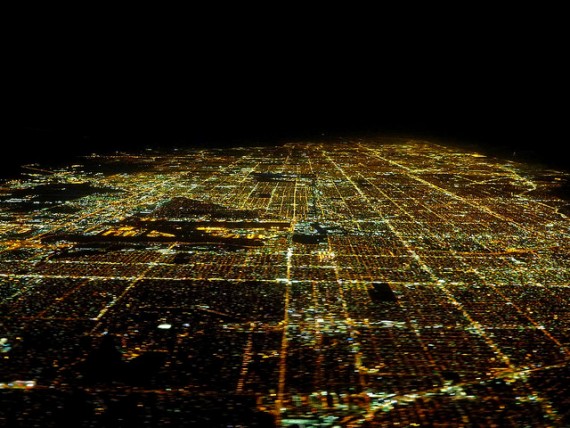 A 2014 nighttime photo of metropolitan Miami from the air (Credit: A. Duarte)