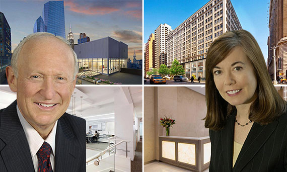 Andrew Singer and Kathleen McSharry with renderings of 387 Park Avenue South