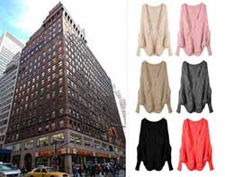 From left: 525 Seventh Avenue in the Garment District and Notations' sweaters