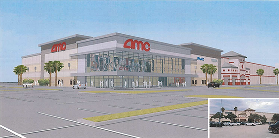 Rendering of AMC theater in Pembroke Lakes Mall and current Sears store