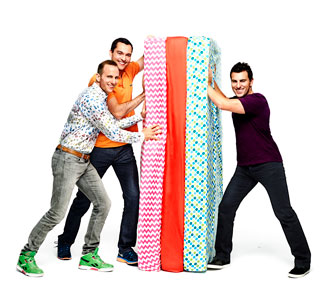 From left: Airbnb co-founders Joe Gebbia, Nathan Blecharczyk and Brian Chesky (Photo by: Danielle Levitt/August)