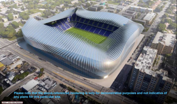 A conceptual rendering of the MLS Miami stadium