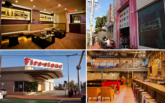 Clockwise from left: Foxhole Lounge, Bodega, Ricky's, and the Firestone